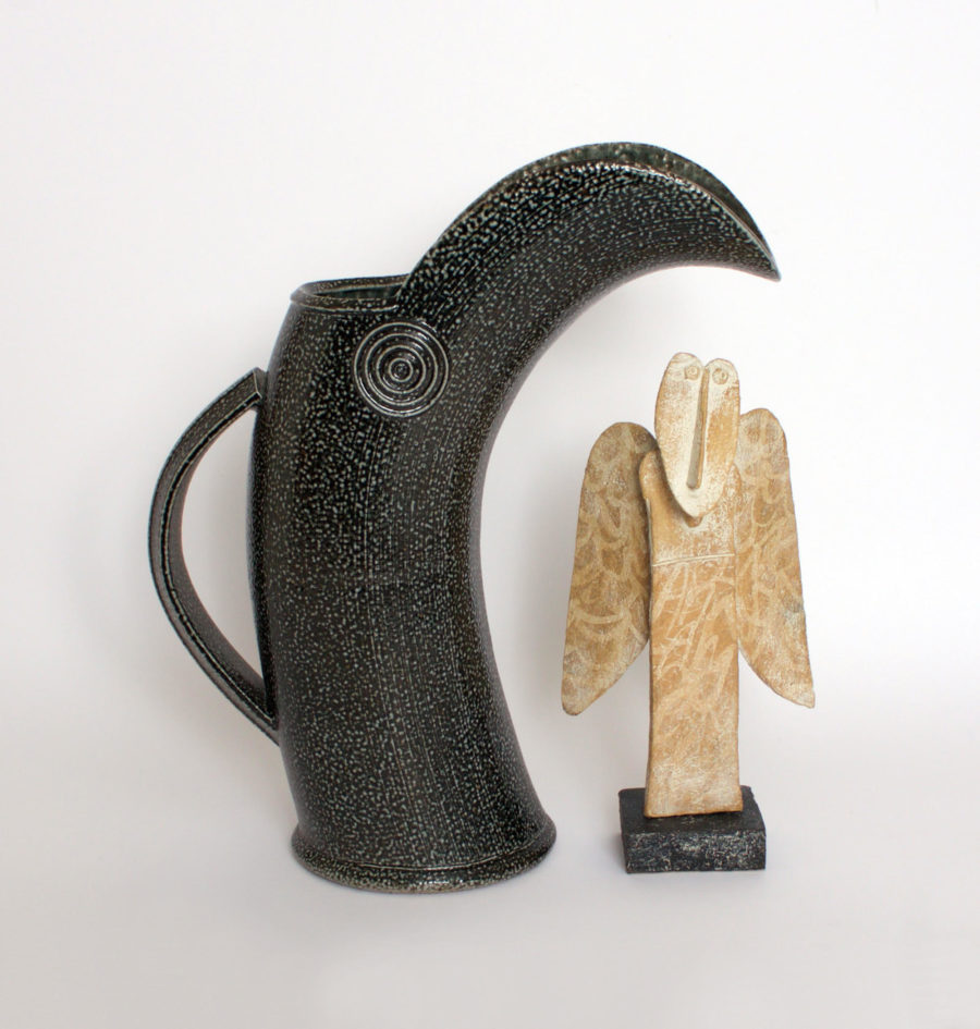 Ceramic sculpture of an Angel and Jug by John Maltbuy