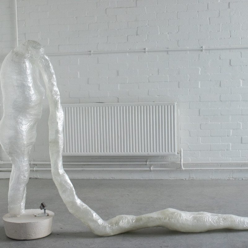  Stand Still contains 2 self illuminated sculptures made out of Sellotape and plaster.