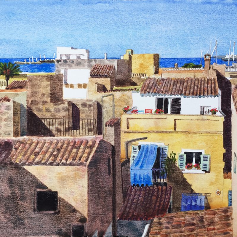 Rooftops of mediterranean city by the sea