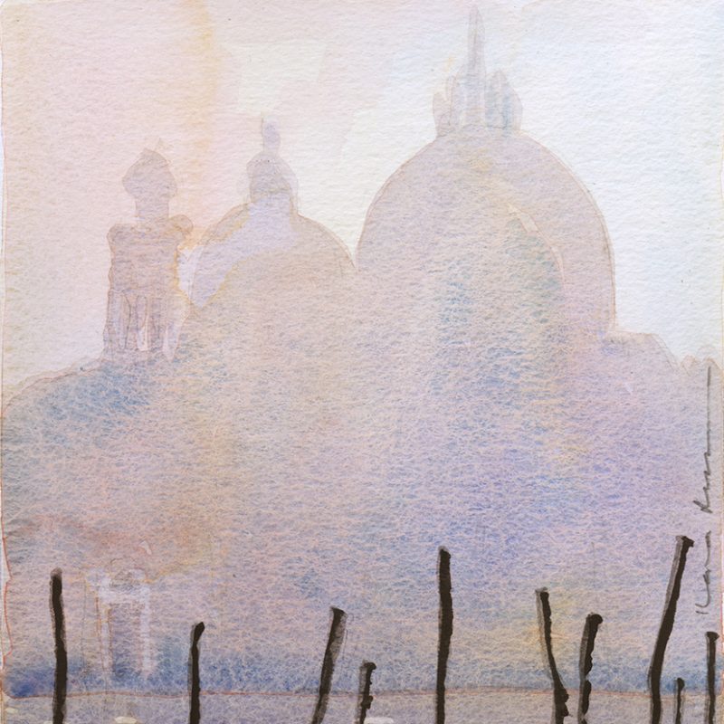 Misty Venice with Gondolas