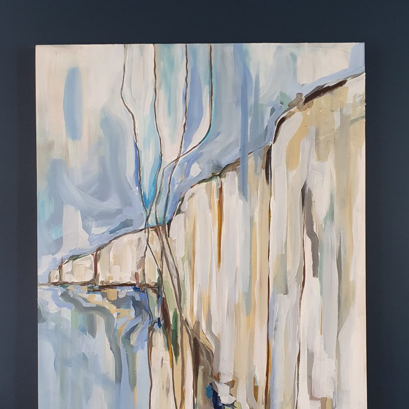 Acrylic Painting on Canvas depicting the Ovingdean cliffs as seen from the beach looking up. 