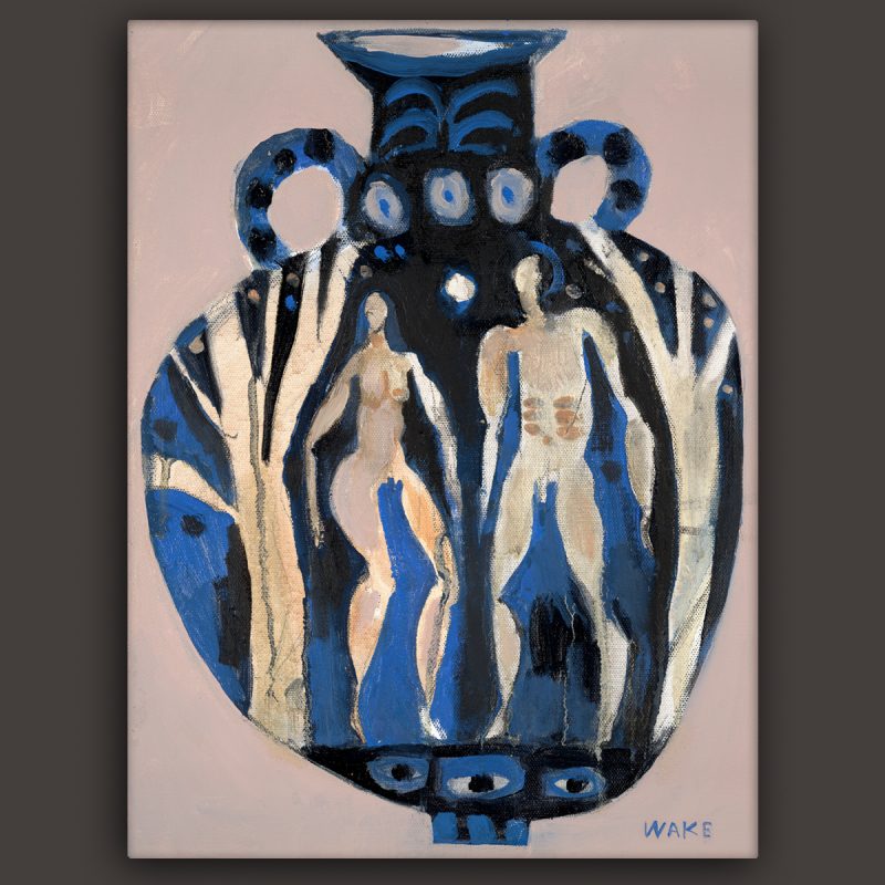 Oil painting of a decorated vase