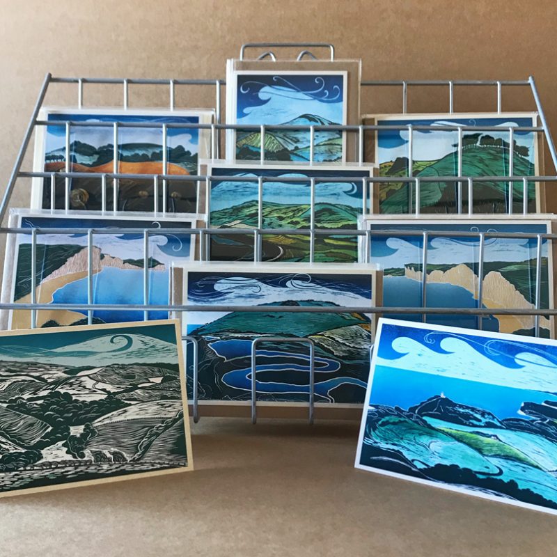 Cards of the South Downs in a card rack