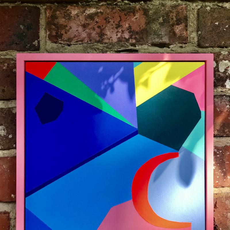 Abstract painting of contrasting shapes and colours