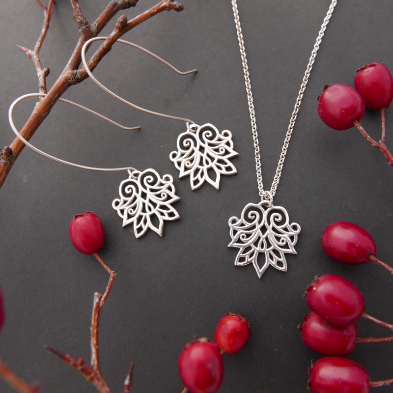 Sterling silver Anahita earrings and necklace