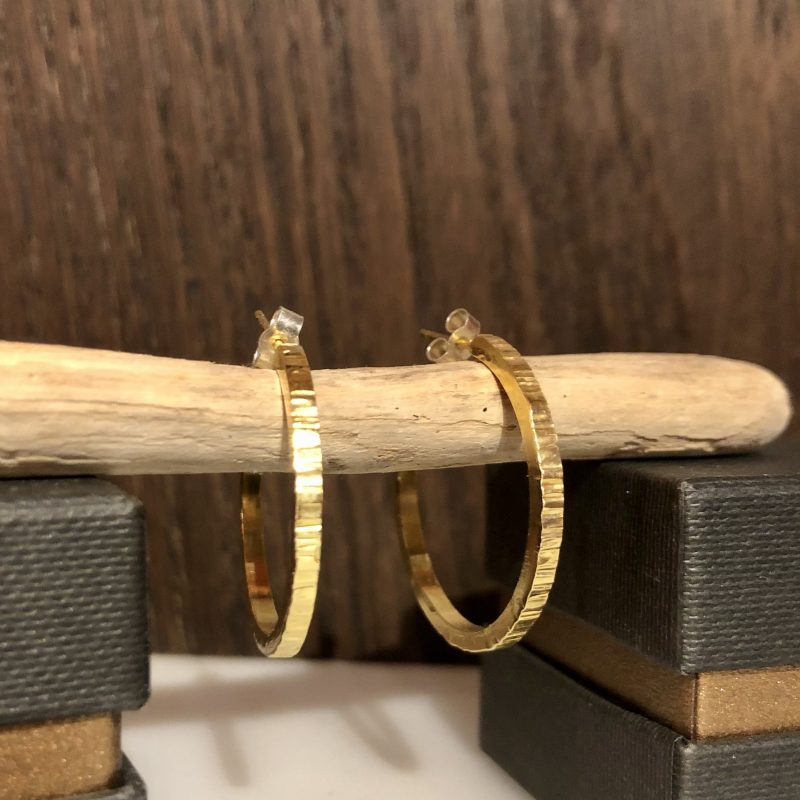Simple textured gold hoops 