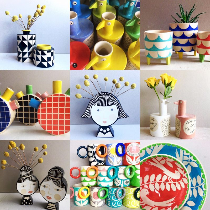 Colourful patterned ceramics 