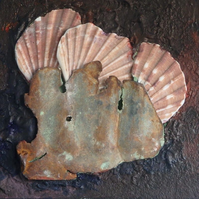 Sculpture with metal and shells