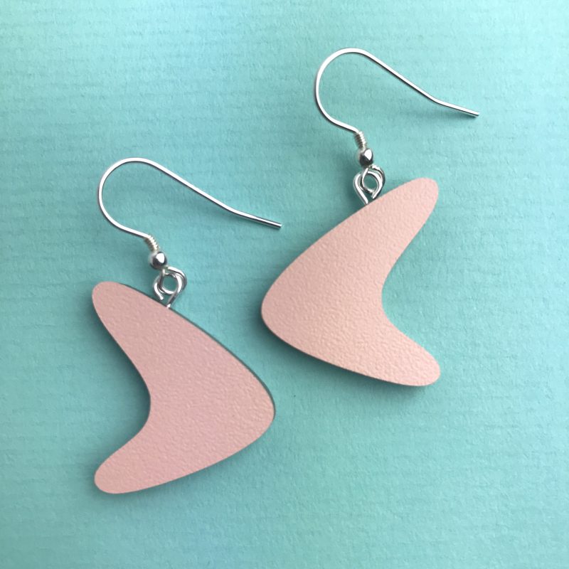 Boomerang style pink earrings