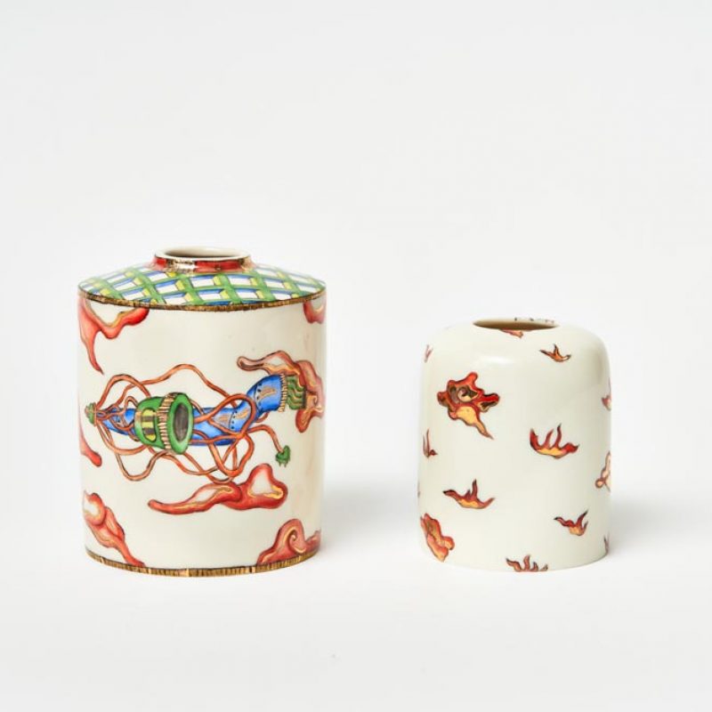 Two hand painted vessels