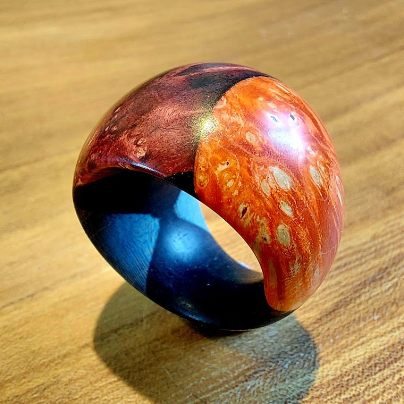ornage and brown wood ring