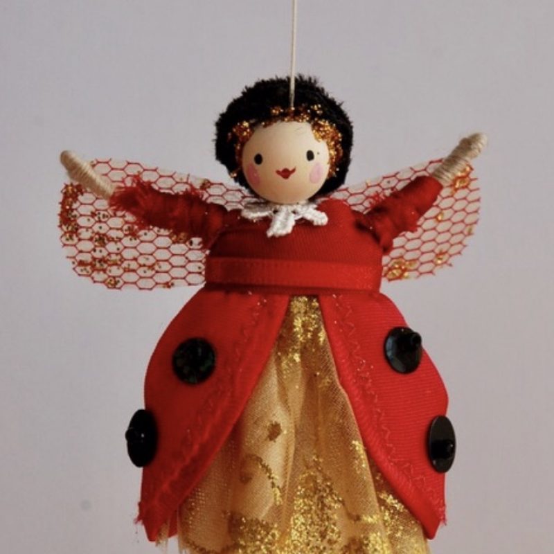 Hand made Christmas decoration in shape of a ladybird fairy