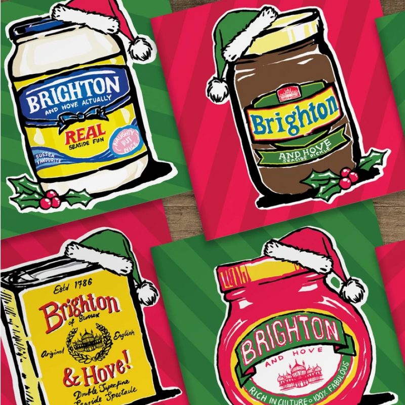 Fun Brighon Themed Sauce Christmas Cards by J David Bennett