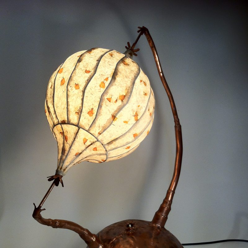 chris makes quirky lamps and garden sculptures from recycled copper