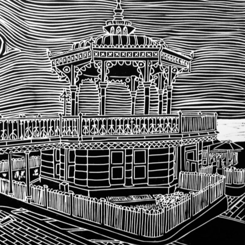 Brighton Bandstand Black and White digital image framed