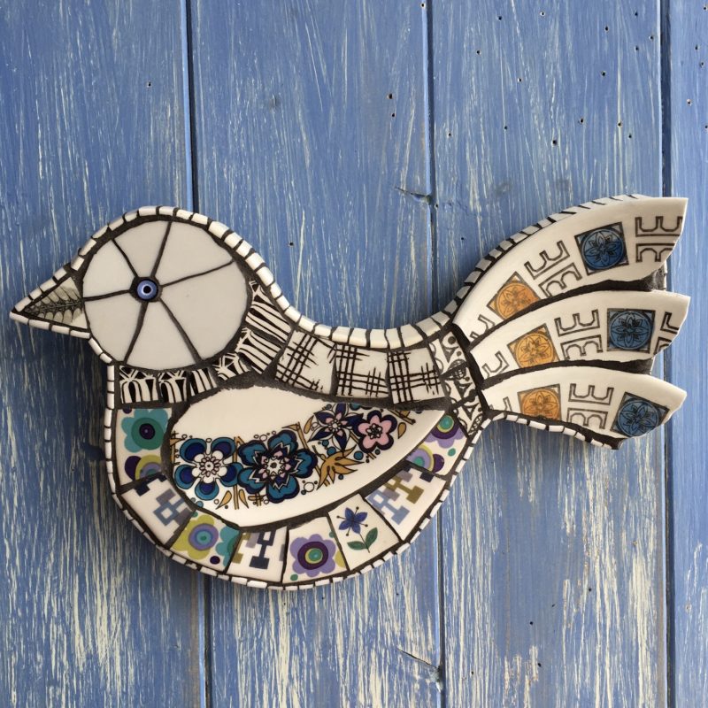 Mosaic in shape of a bird