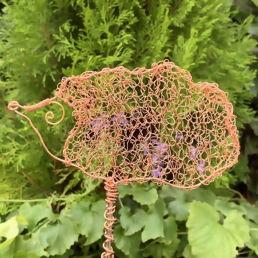 Hand Crochet hammered and twisted Copper Sculpture of a Hedgehog by Brighton Artist Troy Ohlson