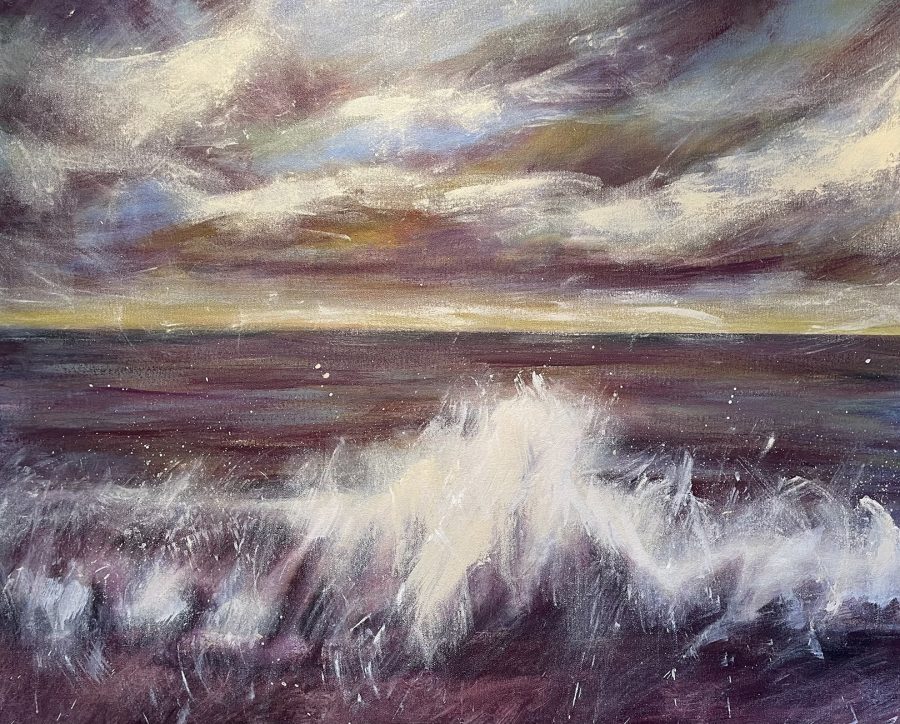 Seascape with breaking waves