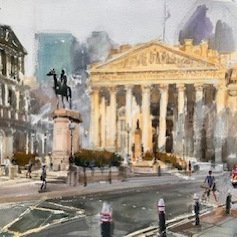 Watercolour painting of Bank Of England