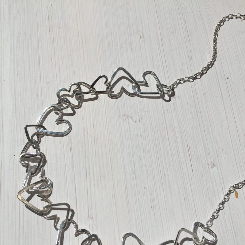 Heart link silver necklace