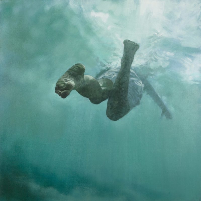 One swimmer underwater 