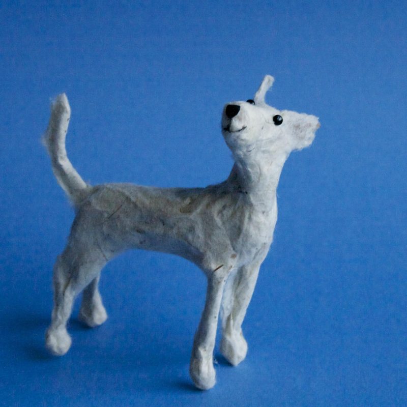 Paper dog sculpture