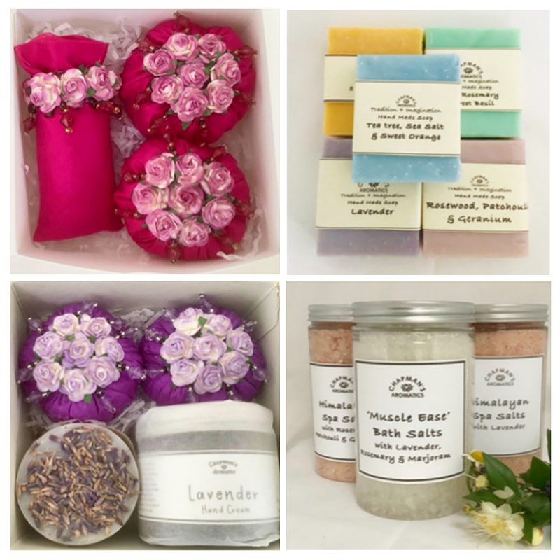 Delightfully fragrant Essential Oil and Herb creams, soaps, bath salts and sachets