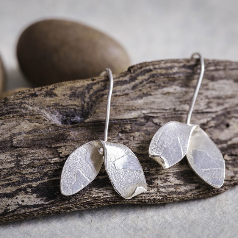 Sycamore shaped silver earrings