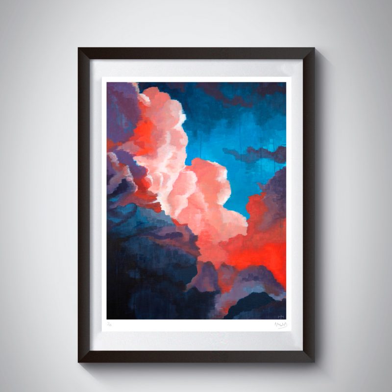 Print of a dreamy clouds scape in orange and blue