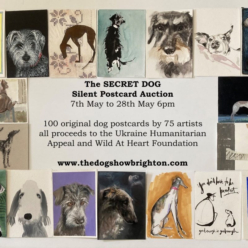 The Secret Dog charity art auction, original dog postcards