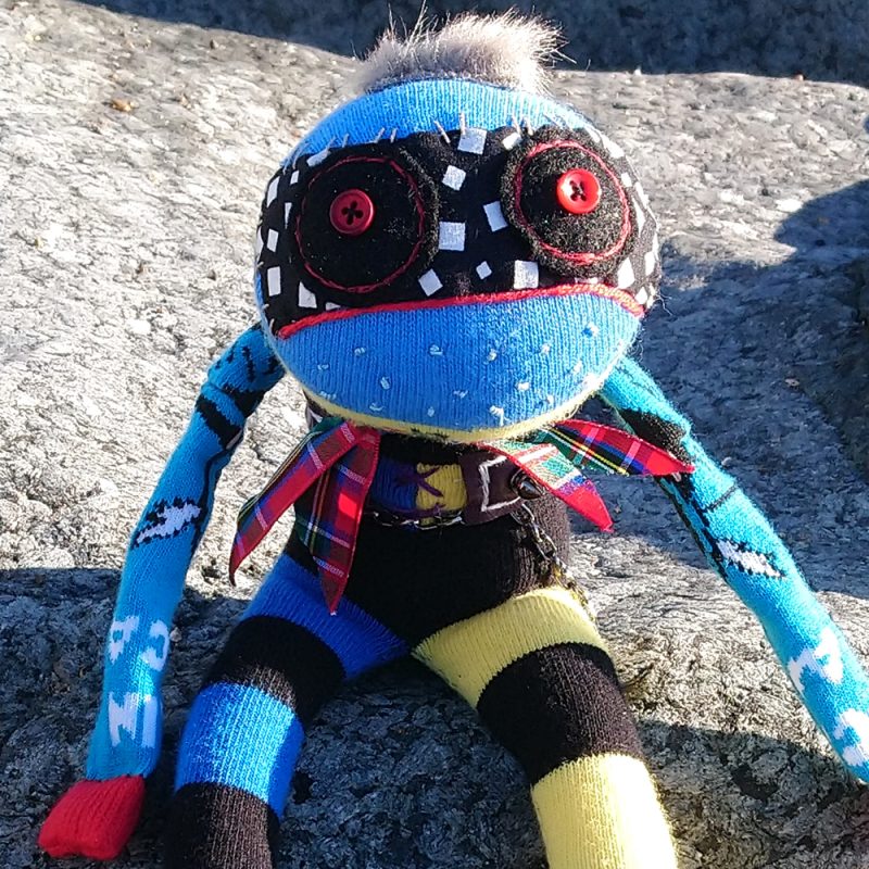 Colourful quirky Art Doll made out of socks and sass