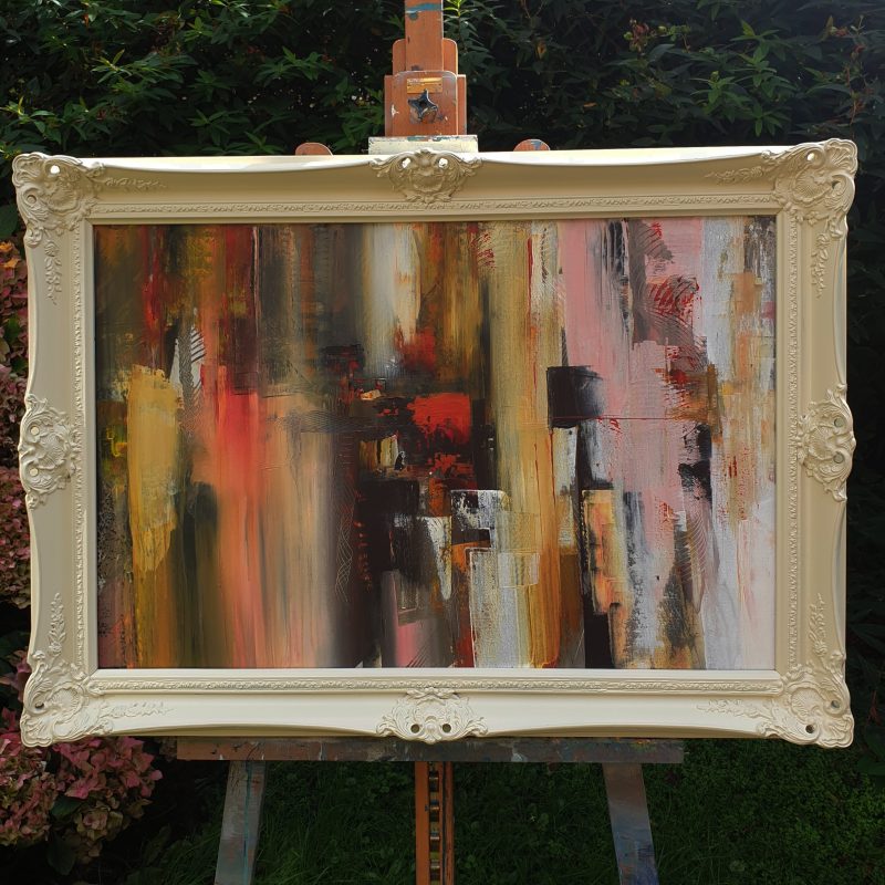 Yellow pink red beige in baroque frame, (available without frame too)