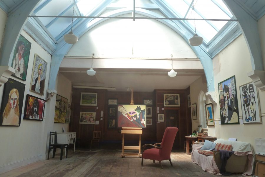 Photo of the interior of Paul Houlton's Studio taken during the 7-29 May 2022 AOH exhibtion