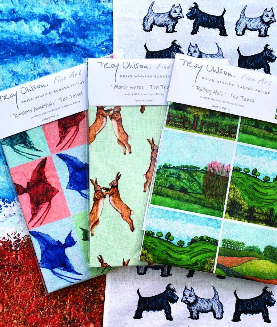 Colourful Cotton Tea Towels of Original Art by Brighton Artist Troy Ohlson