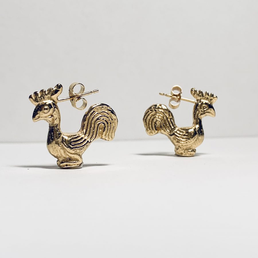Golden roosters stud earrings