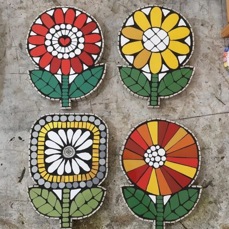 mosaic flower wall hanging