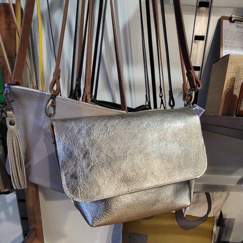 Silver leather handbag 