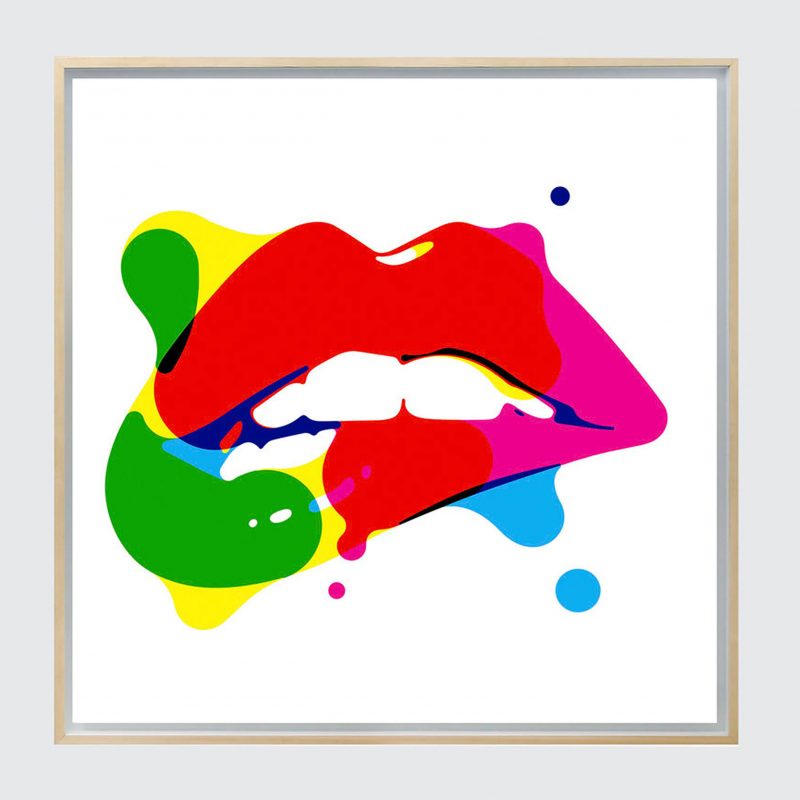 Bright, graphic, pop art style screen printed lips