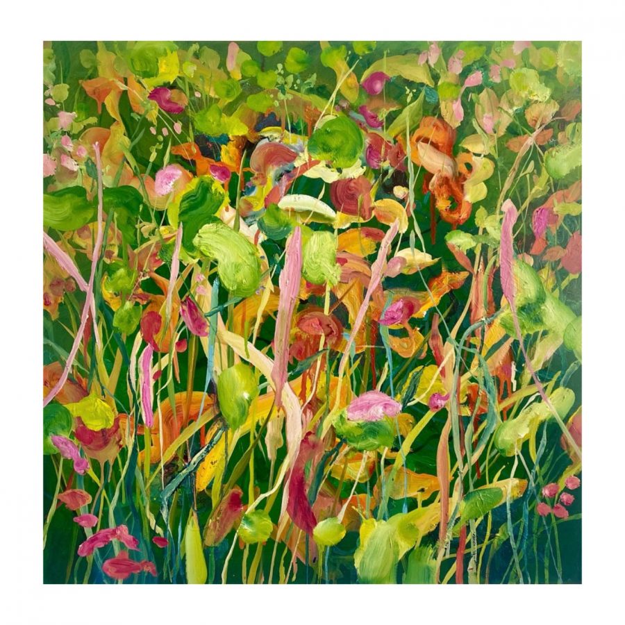 A lively and colourful oil painting inspired by summer wild life of East Sussex