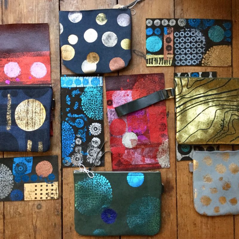 selection of printed purses