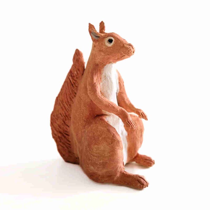 Red Squirrel Handbuilt Ceramic Sculpture by Wild Wonder Ceramics