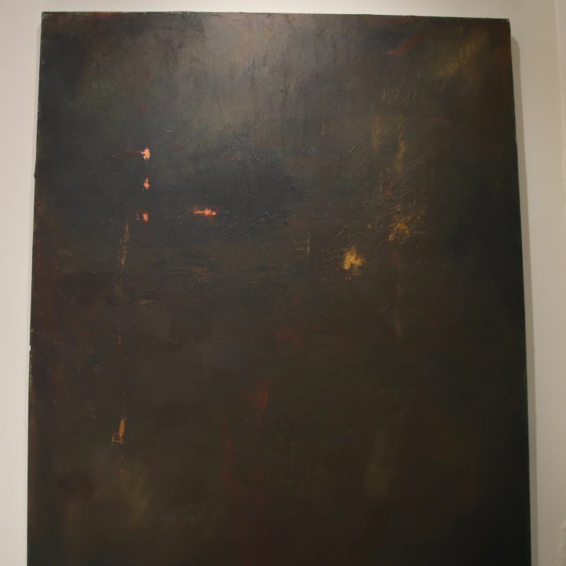 Dark brown and gold abstract painting