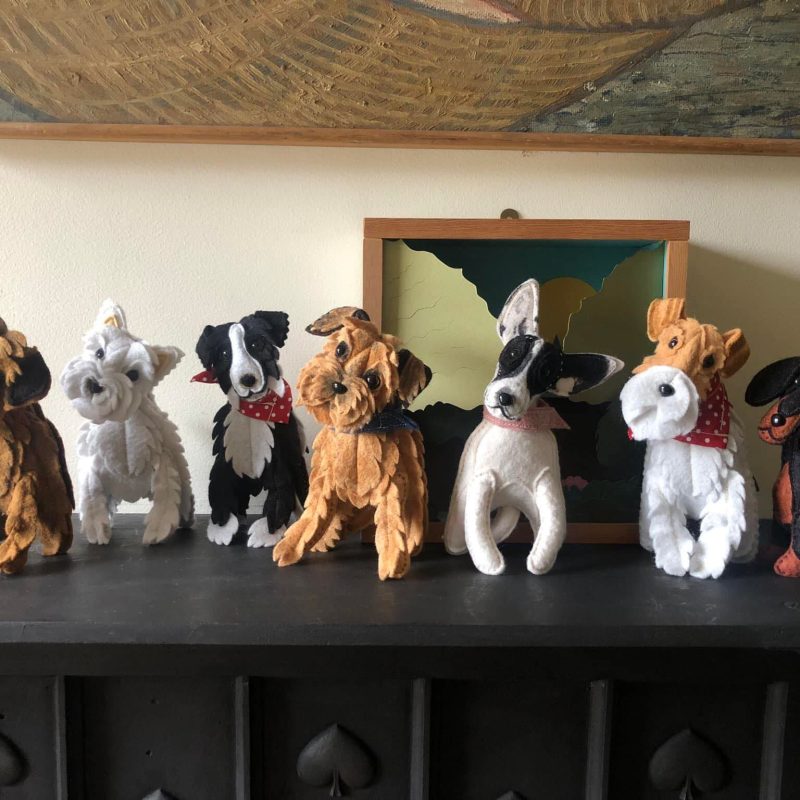 Custom handmade tiny felt dogs