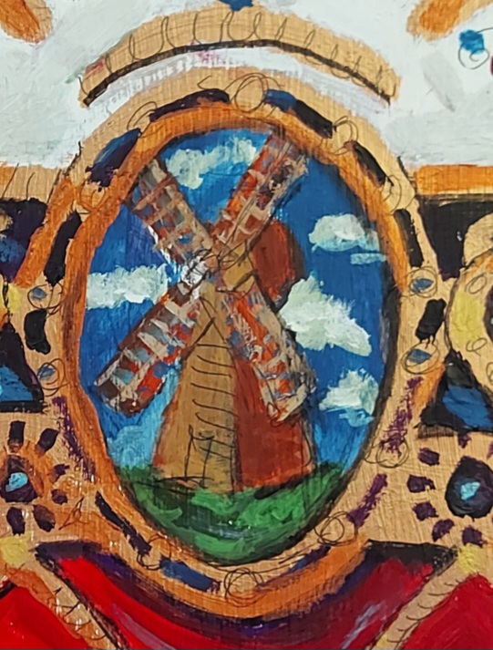 Rottingdean Smock Windmill logo from the puppet theatre proscenium 