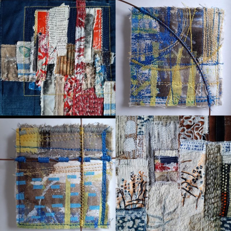 A variety of abstract textile samples by Ros Lymer