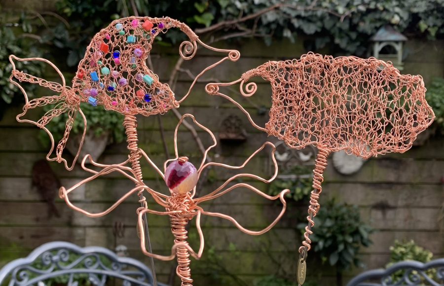 Handmade Copper Sculpture with hand crochet detail by Brighton Artist Troy Ohlson