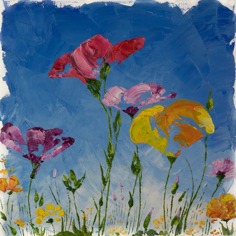 Original, Contemporary, Floral Oil painting applied with a palette knife, on Canvas -  