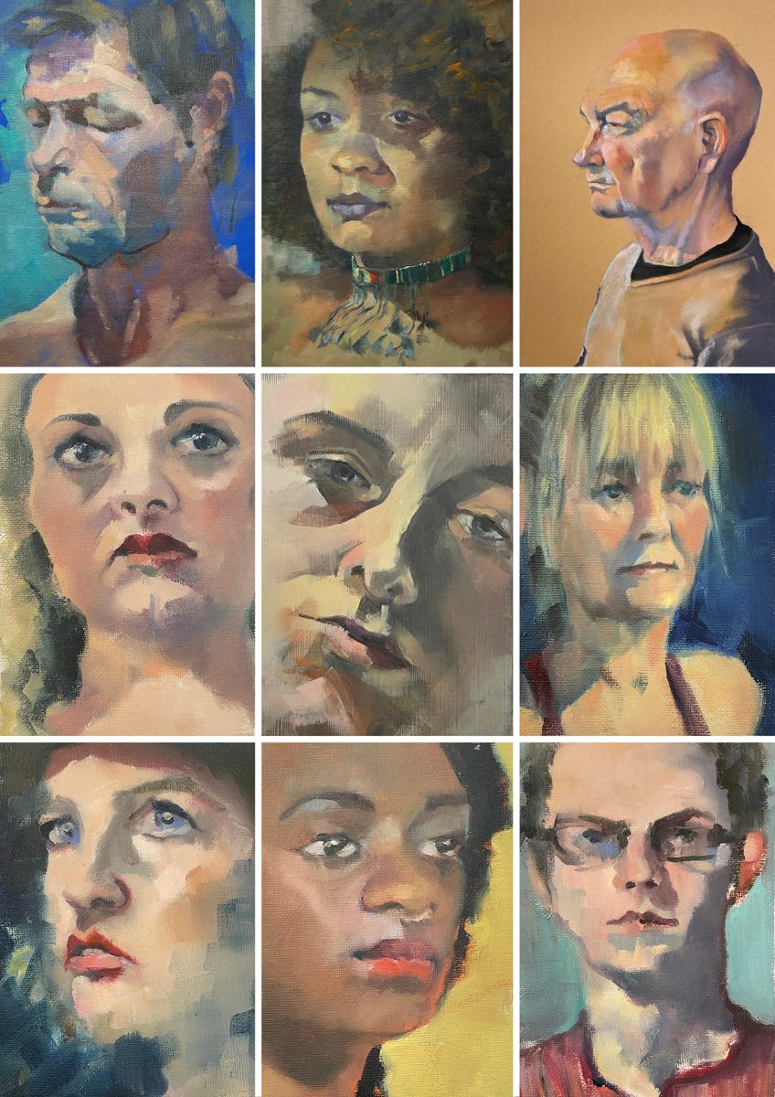 A selection of 9 oil portraits
