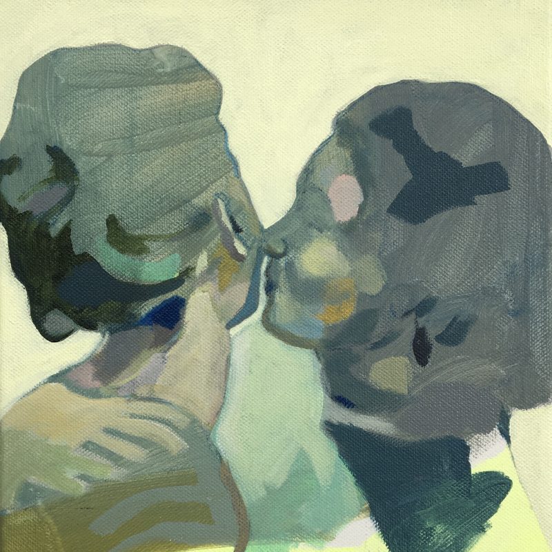 Painting of 2 figures embracing