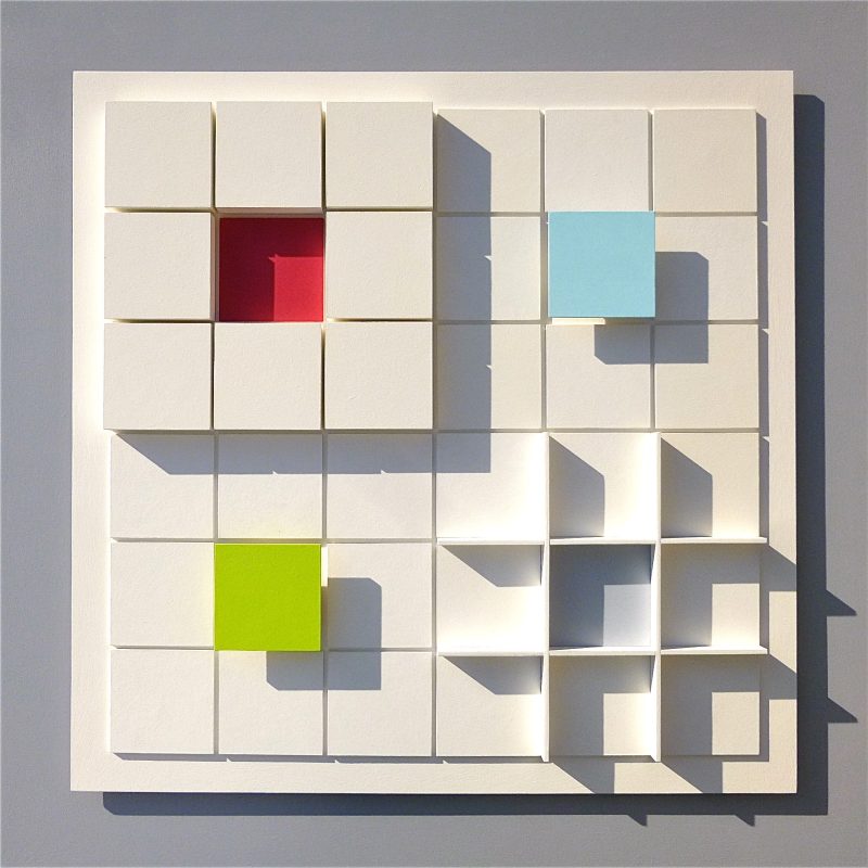 white relief arranged in four squares